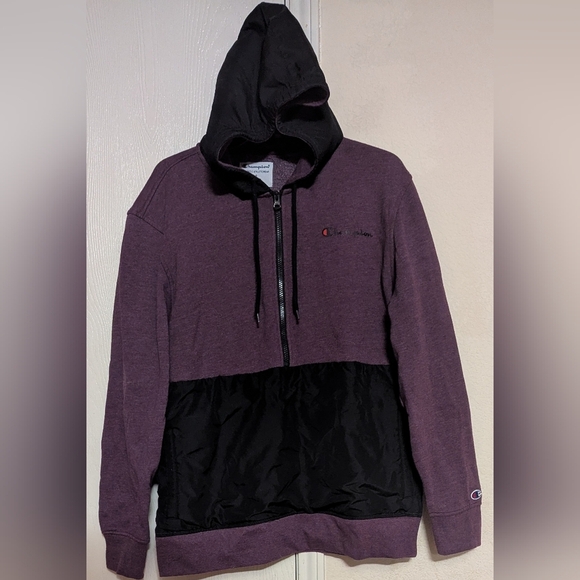 Champion Fleece Woven-Mix Half Zip Two Tone Hoodie Size L Used Excellent - Picture 5 of 8